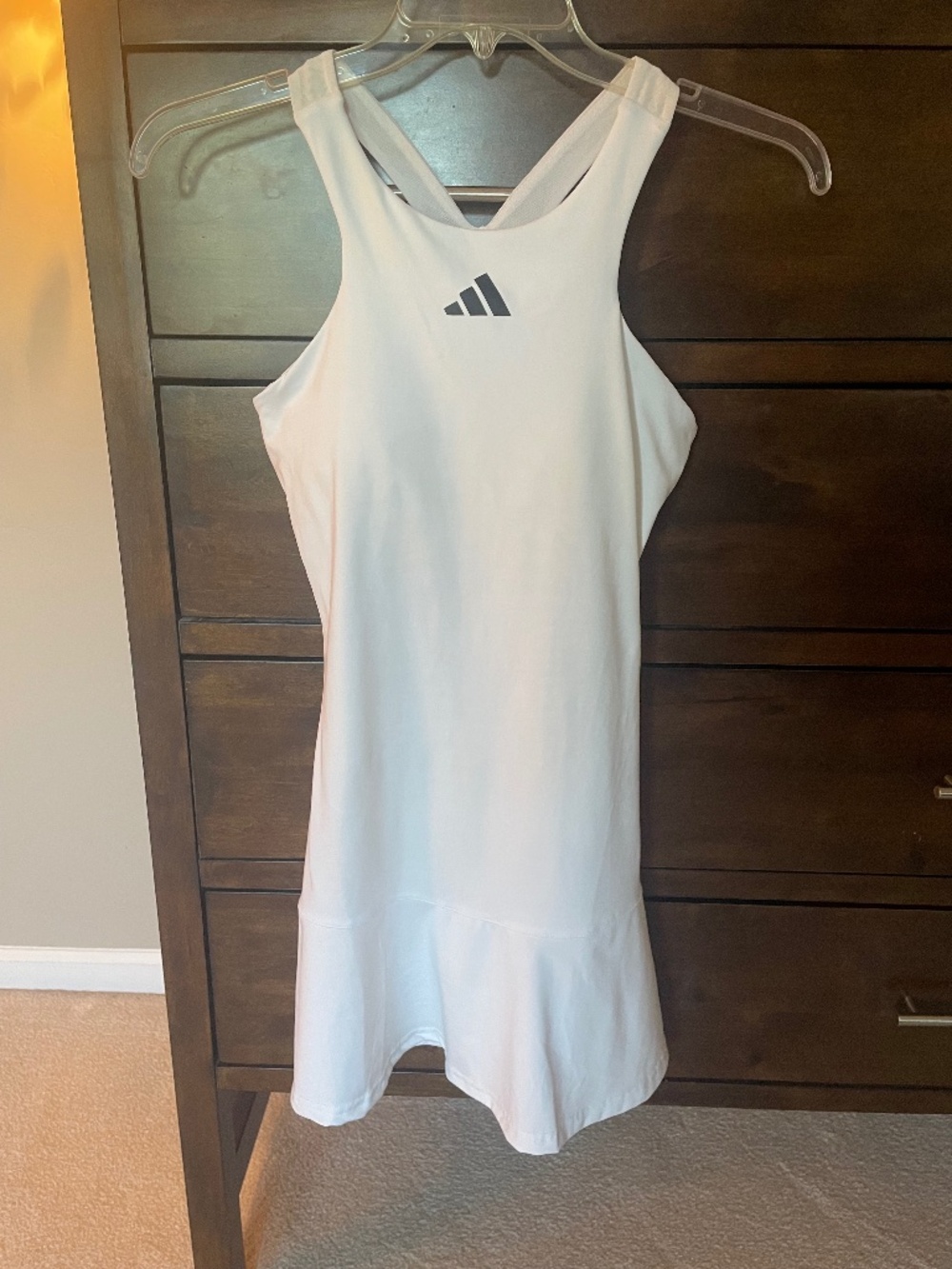 adidas White Racerback Mini Dress with Black Logo